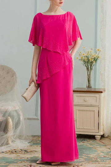 A-line Long Chiffon Mother Dress With Beading